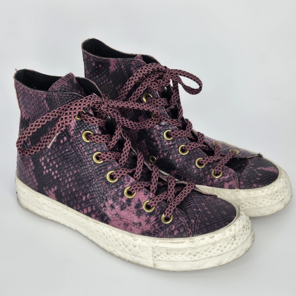 Converse chuck taylor‎ high top sneakers purple black faux snakeskin & texture 6